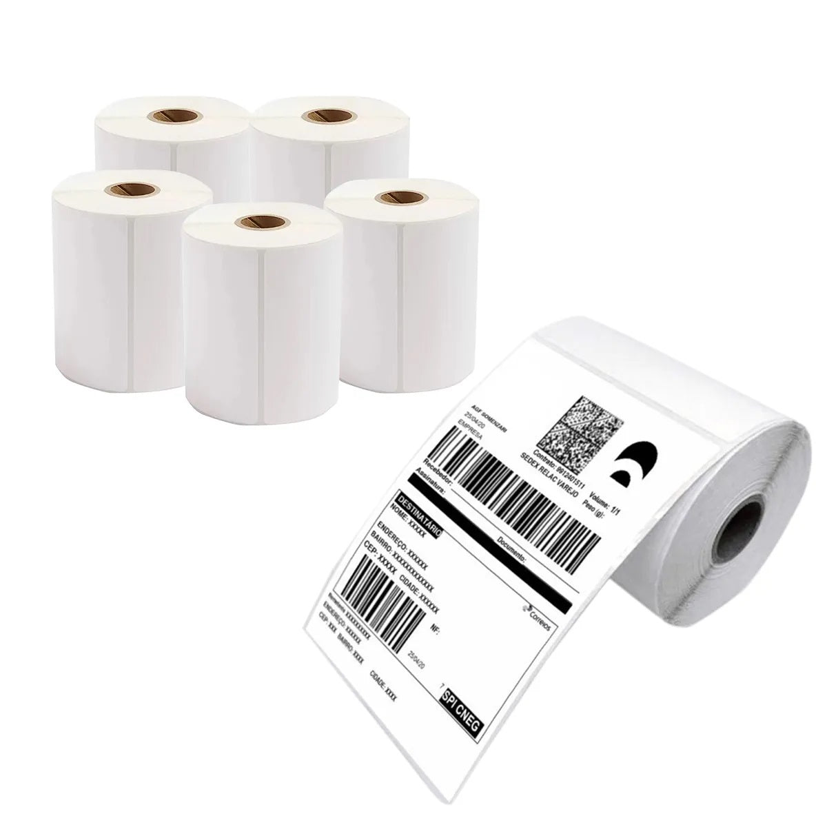 Rolo com 200 Etiquetas Adesivas 10x15 cm Serrilhadas Para Impressora Térmica