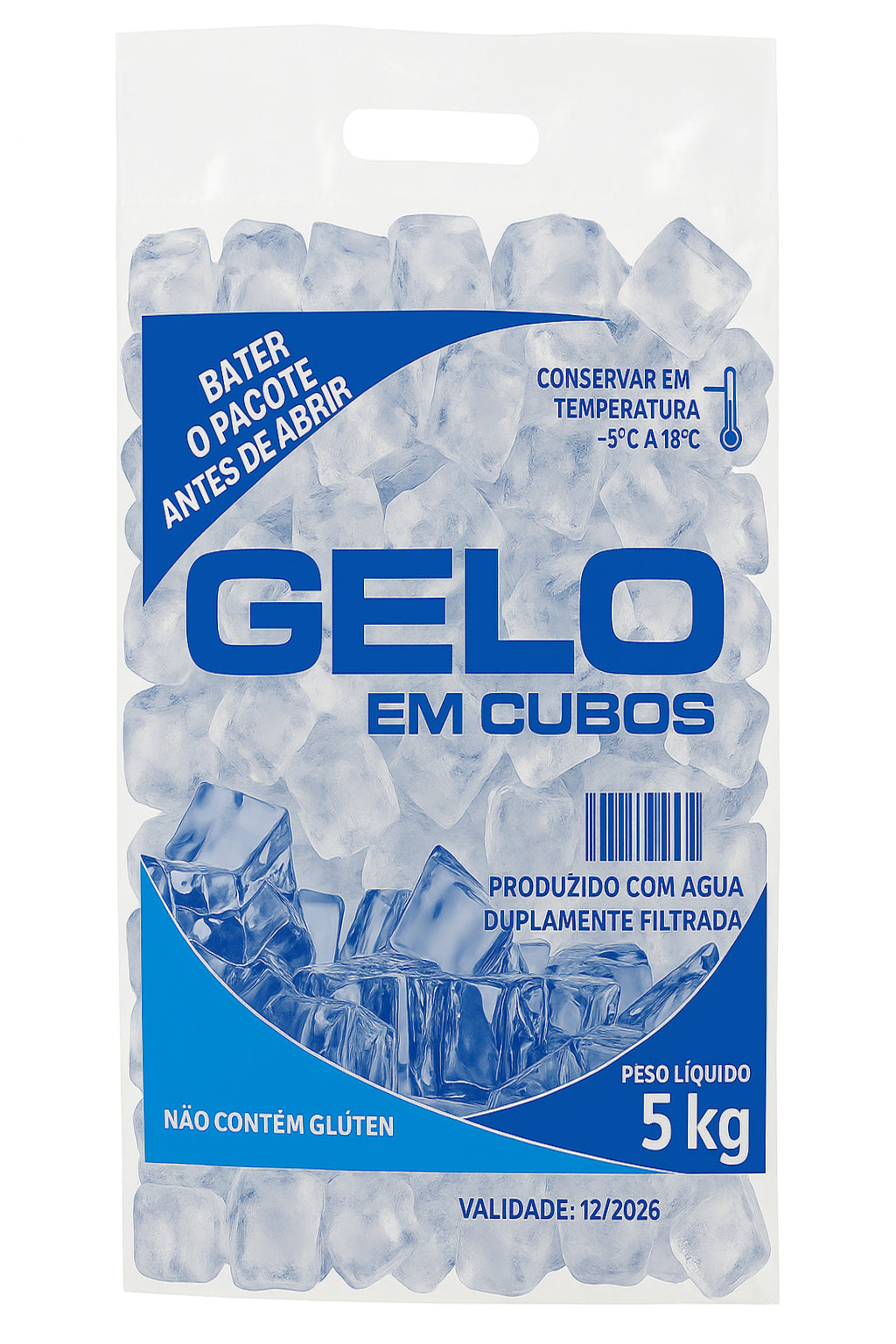 Embalagem Para Gelo Em Cubos - 5 KGS