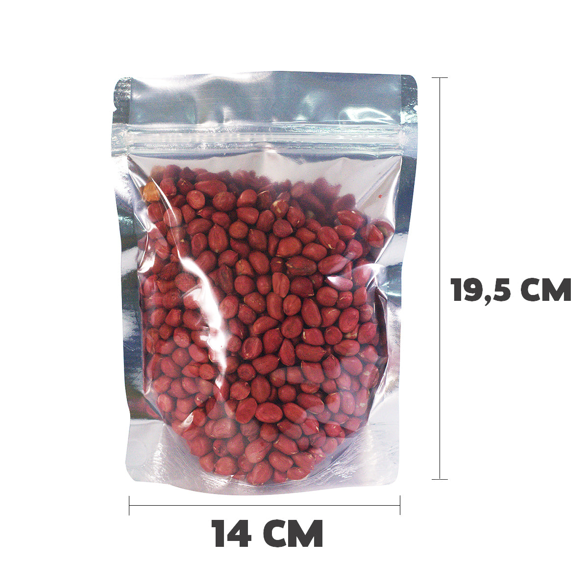 Saco Stand Up Pouch Metalizado com Frente Transparente 14x19,5 cm