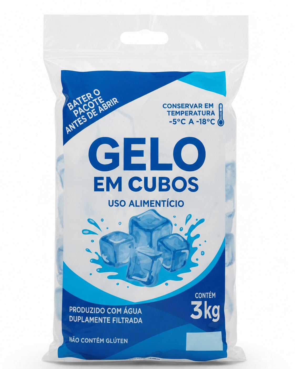 Embalagem Para Gelo Em Cubos - 3 KGS