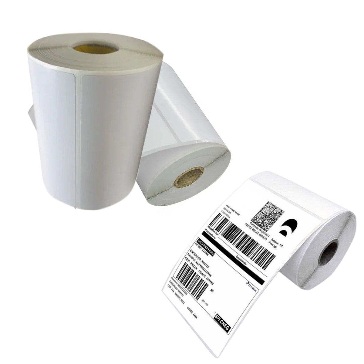 Rolo Com 500 Etiquetas Termicas 10x15 cm Serrilhada Para Impressora Térmica