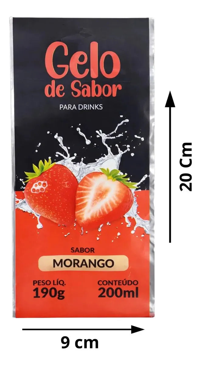 Embalagem para Gelo de Saborizado - Sabor Morango