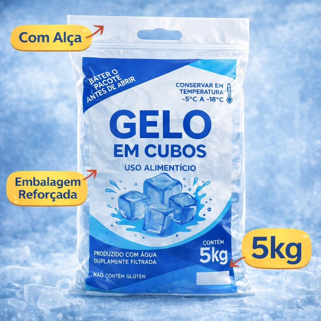Embalagem Para Gelo Em Cubos - 5 KGS