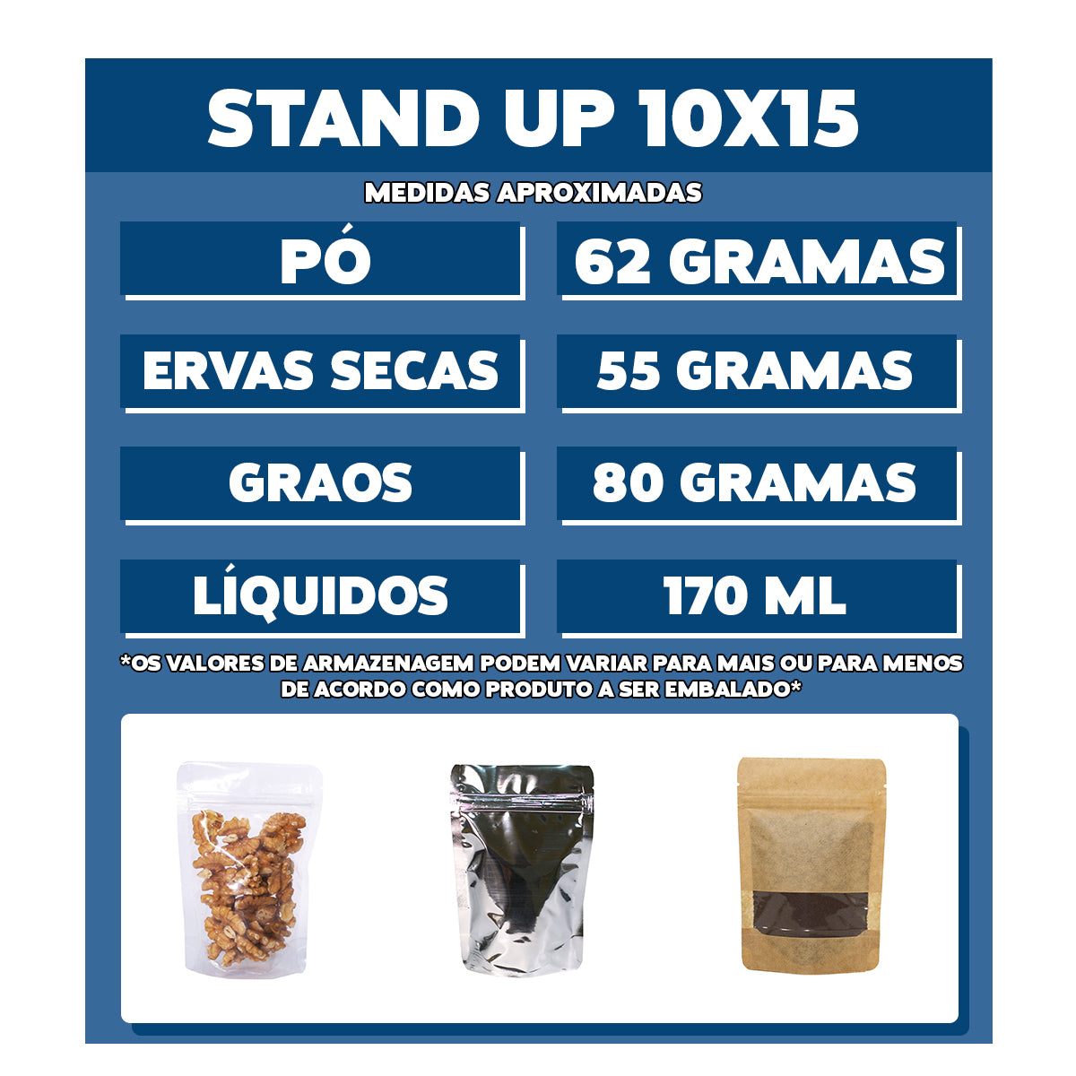 Saco Stand Up Pouch Metalizado 10x15 cm