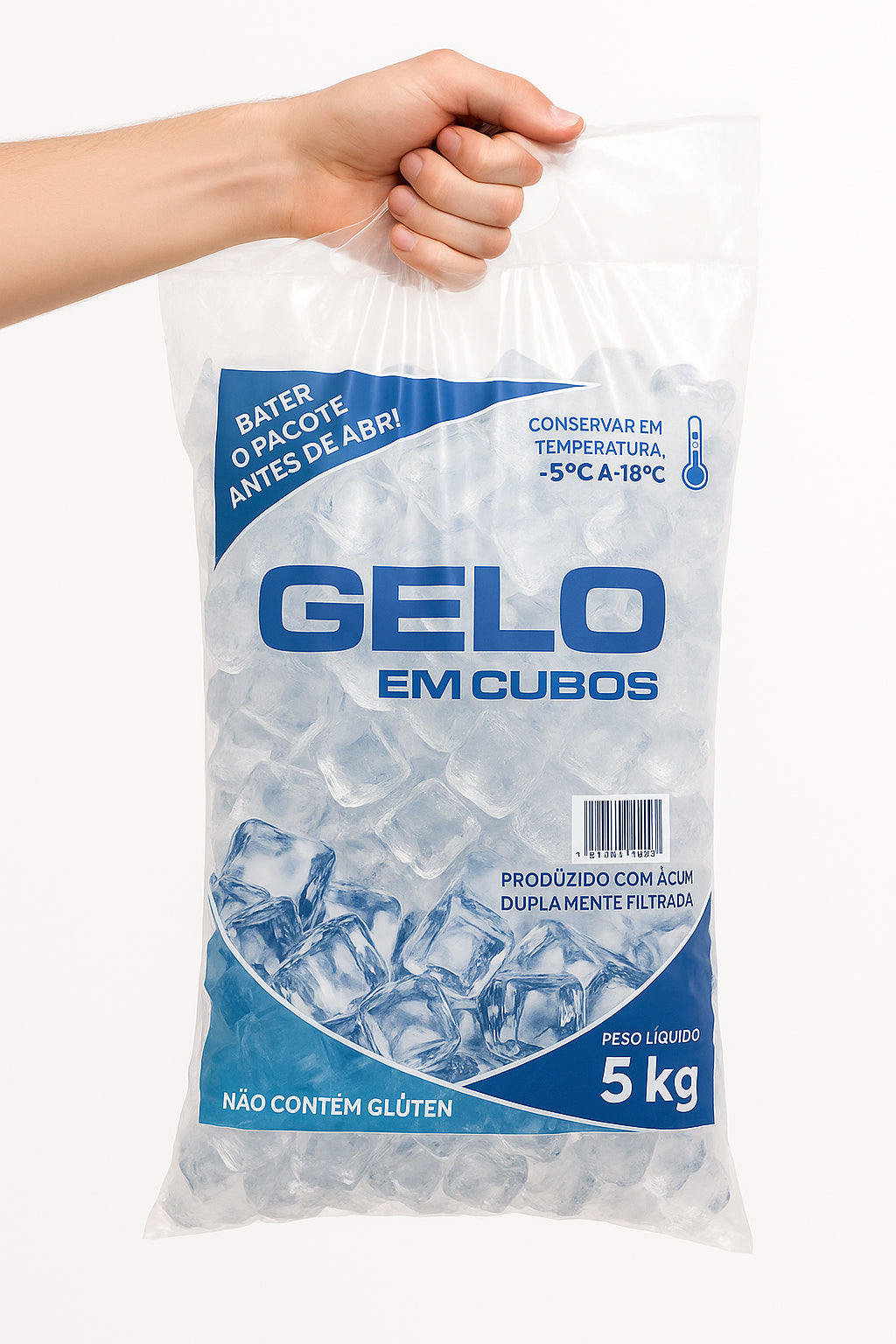 Embalagem Para Gelo Em Cubos - 5 KGS