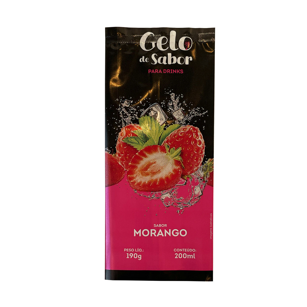 Embalagem para Gelo de Saborizado - Sabor Morango