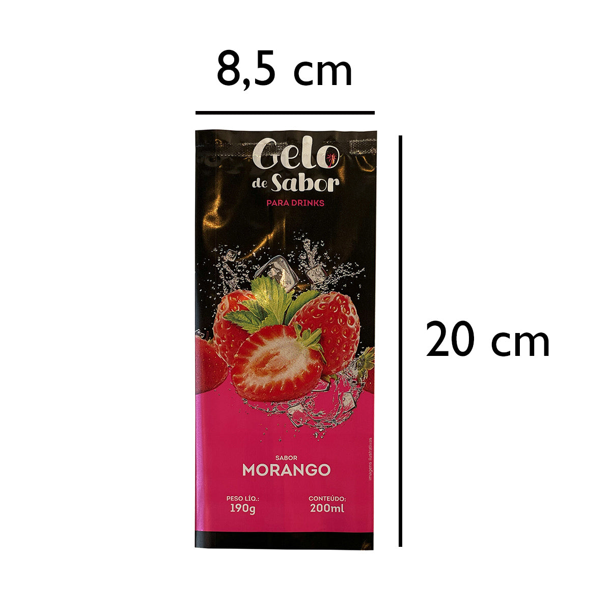 Embalagem para Gelo de Saborizado - Sabor Morango