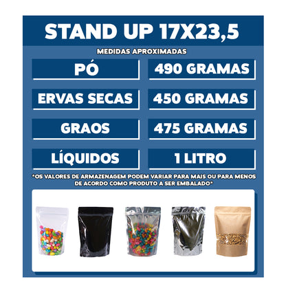 Saco Stand Up Pouch Kraft com Visor - 17x23,5 cm