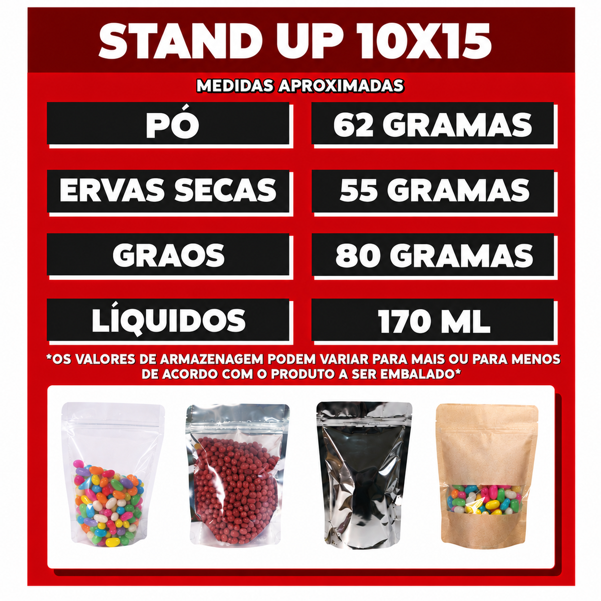 Saco Stand Up Pouch Metalizado com Frente Transparente  10x15 cm