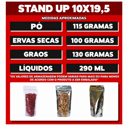 Saco Stand Up Pouch Metalizado  10x19,5 cm