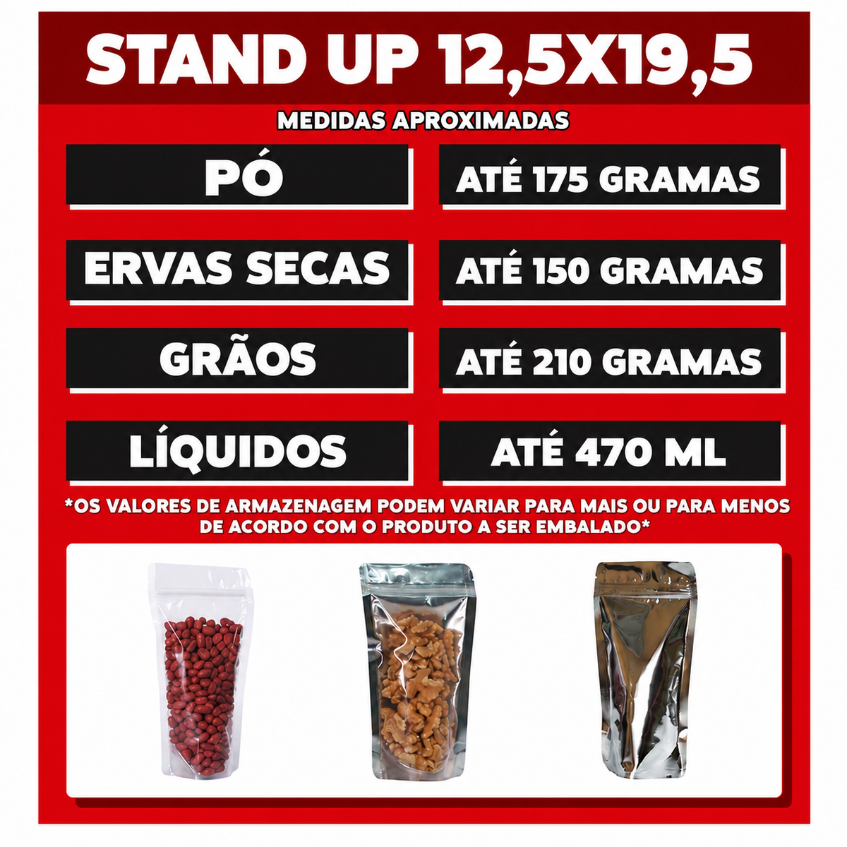 Saco Stand Up Pouch Metalizado  12,5x19,5 cm