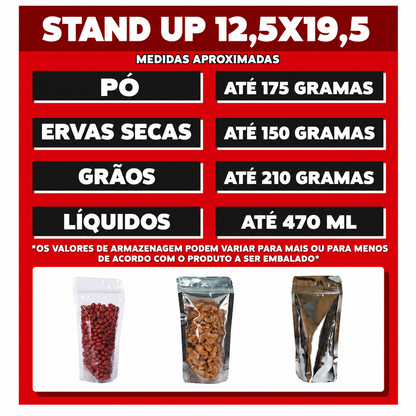 Saco Stand Up Pouch Metalizado  12,5x19,5 cm