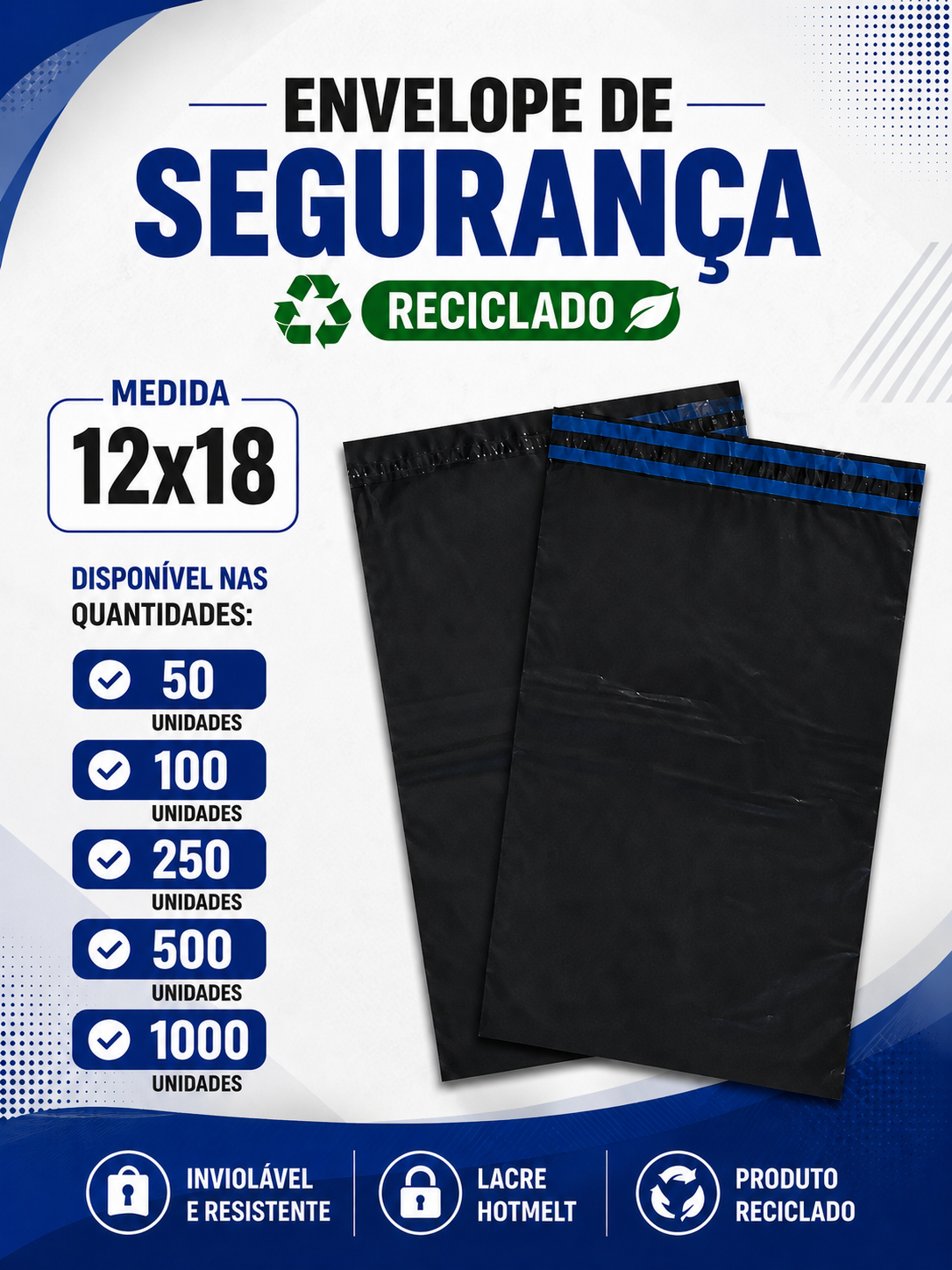 Envelope de Segurança Reciclado - 12x18 cm