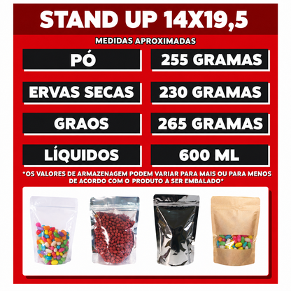 Saco Stand Up Pouch Metalizado  14x19,5 cm