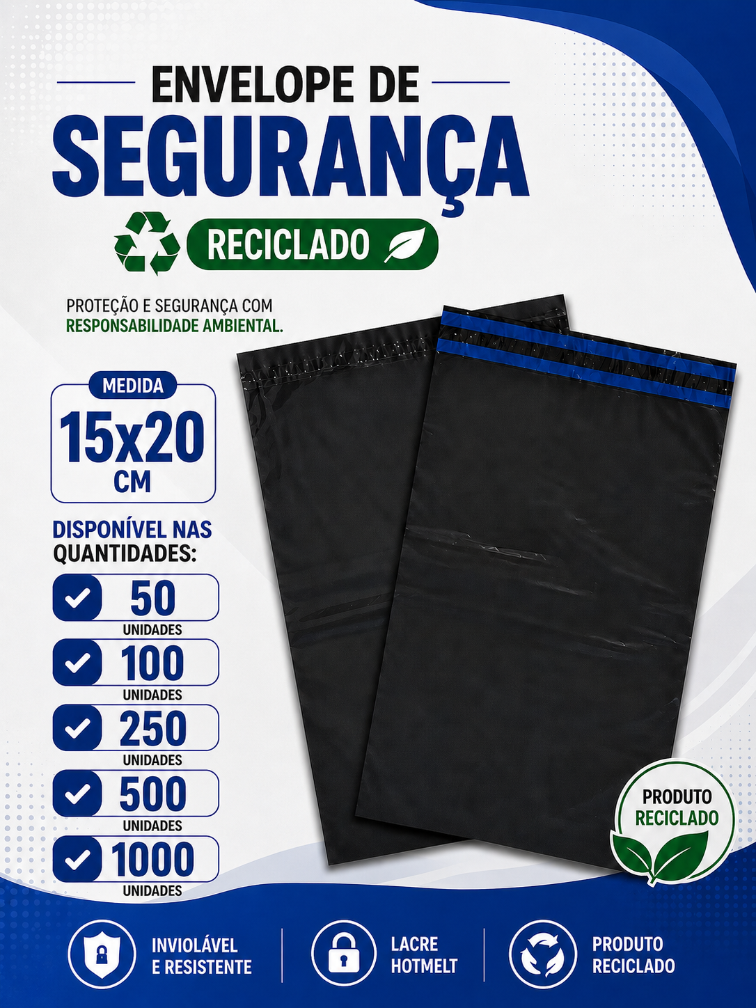 Envelope de Segurança Reciclado - 15x20 cm