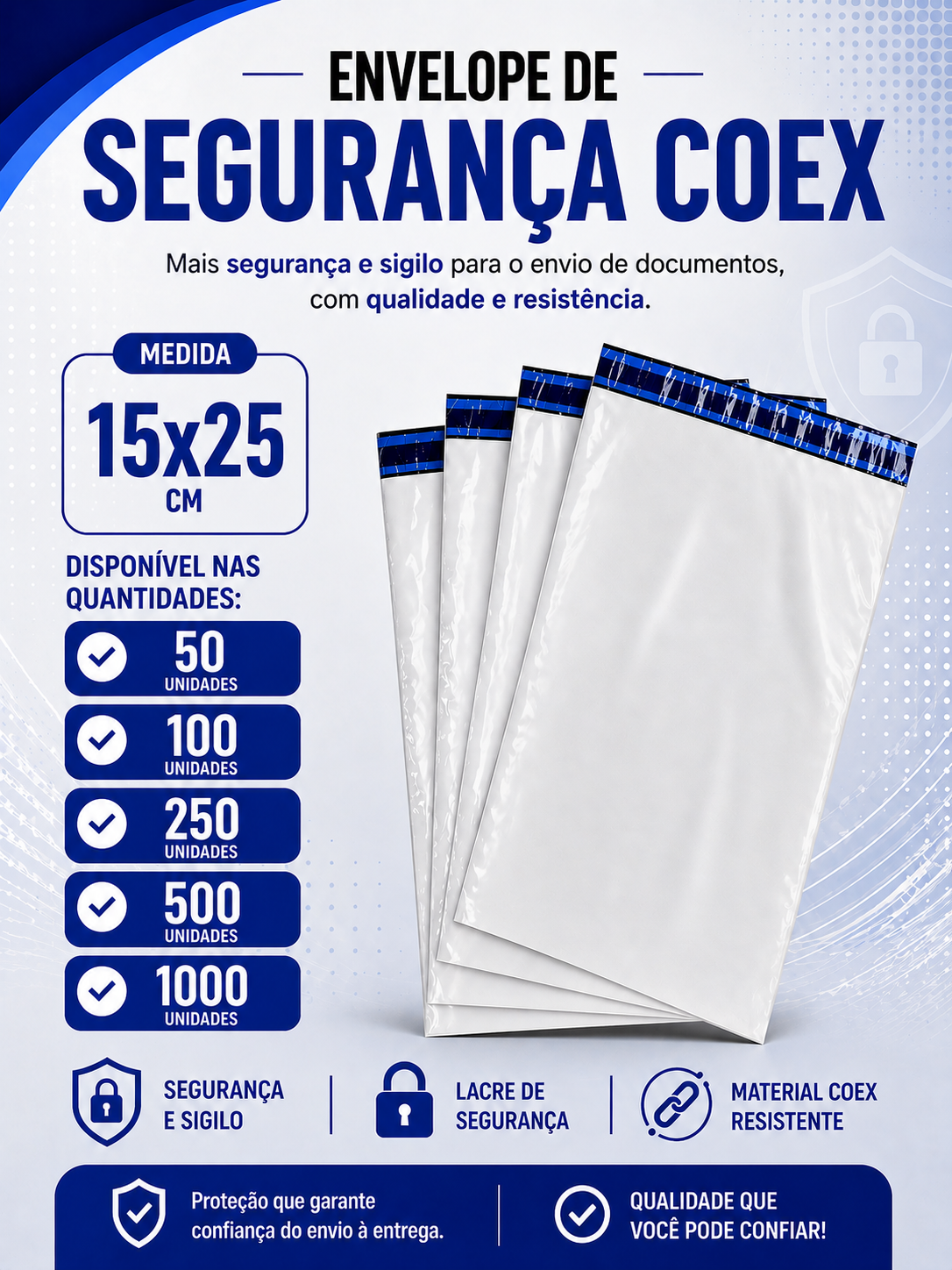 Envelope de Segurança para Correios - 15x25 cm