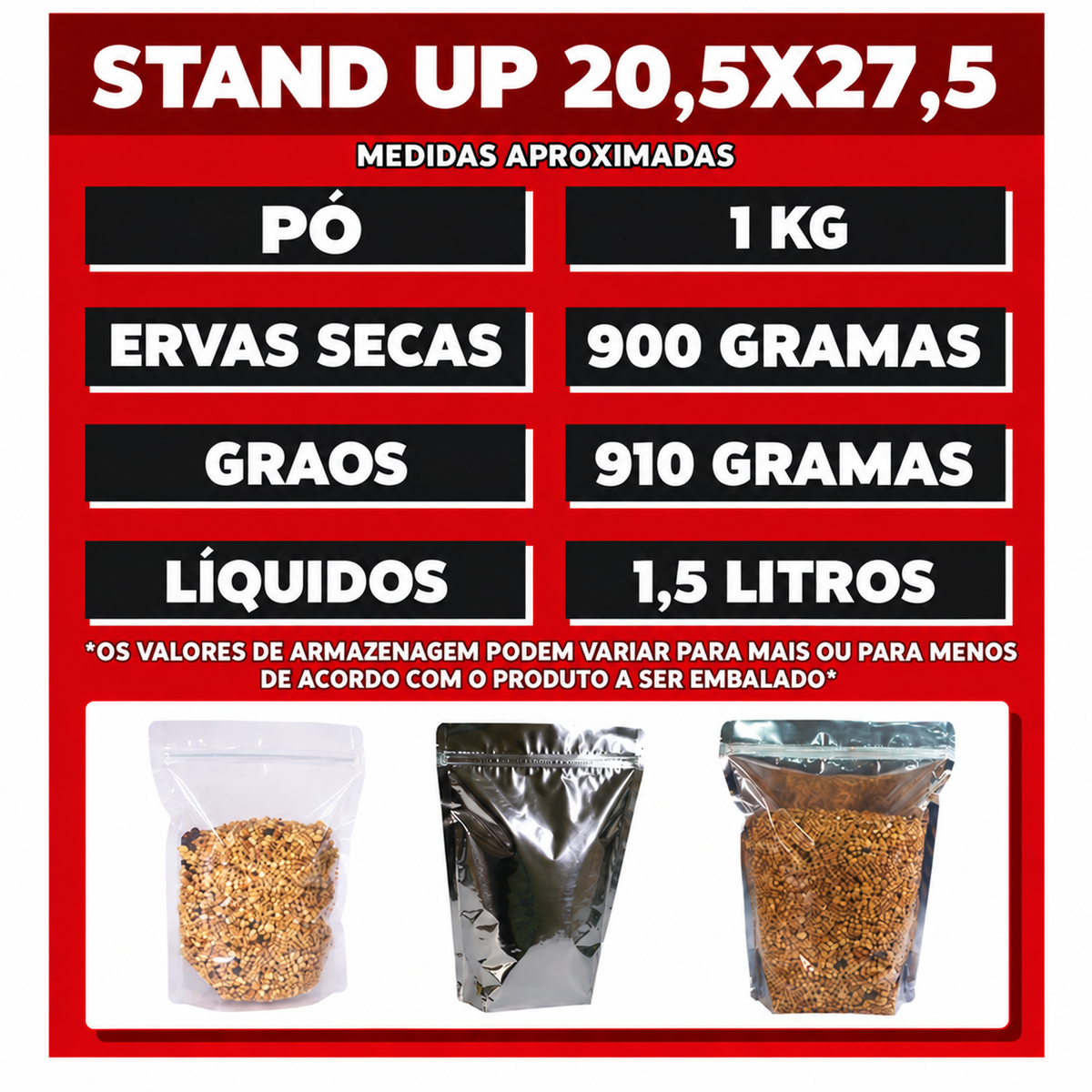 Saco Stand Up Pouch Metalizado  20,5x27,5 cm