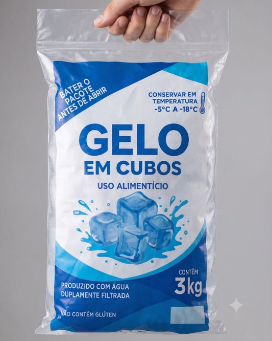 Embalagem Para Gelo Em Cubos - 3 KGS
