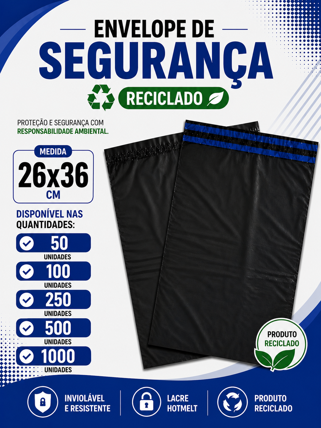 Envelope de Segurança Reciclado - 26x36 cm