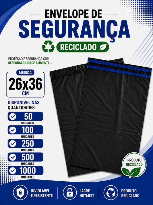 Envelope de Segurança Reciclado - 26x36 cm