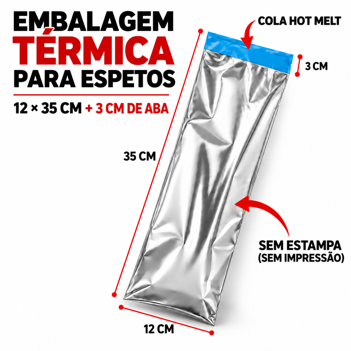 Embalagem Térmica Para Espetinho Quente e Saboroso Liso