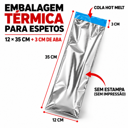 Embalagem Térmica Para Espetinho Quente e Saboroso Liso