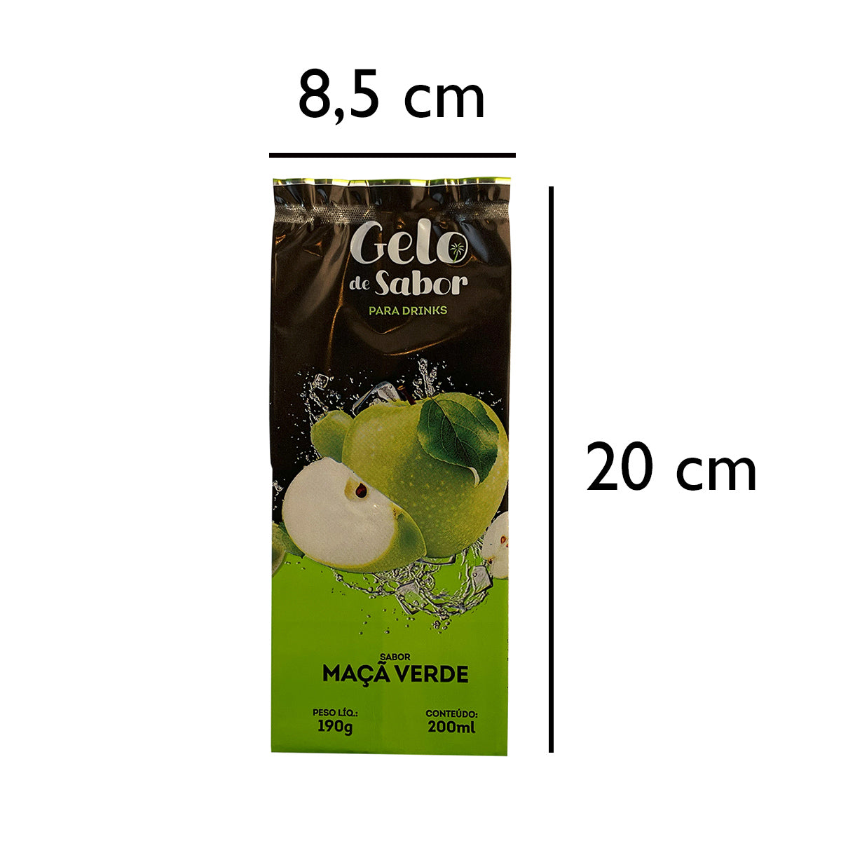 Embalagem para Gelo de Saborizado - Sabor Maça Verde