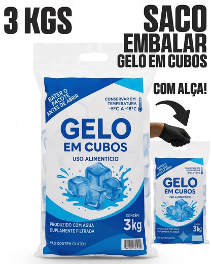 Embalagem Para Gelo Em Cubos - 3 KGS