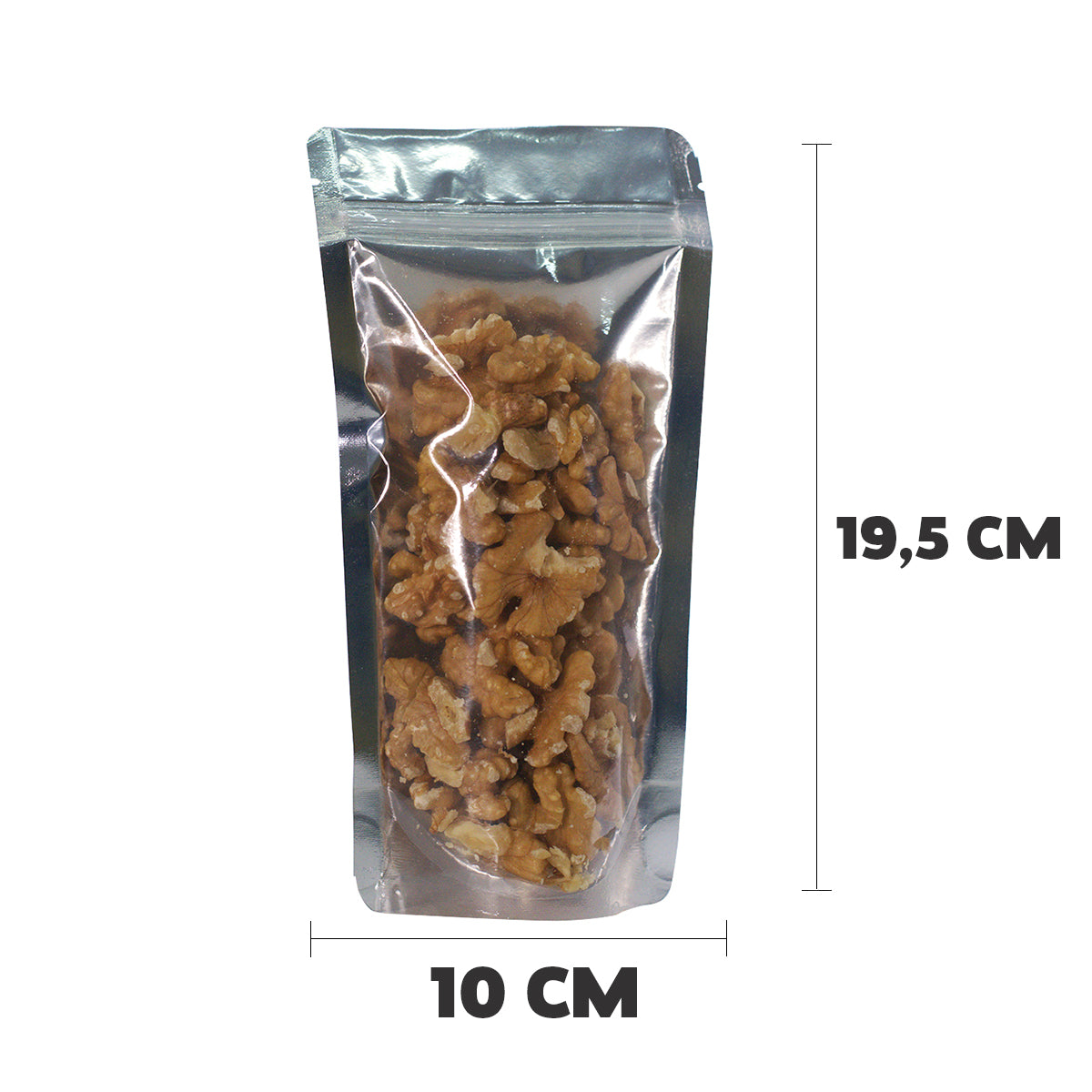 Saco Stand Up Pouch Metalizado com Frente Transparente  10x19,5 cm
