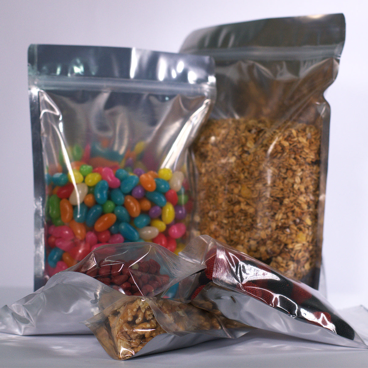 Saco Stand Up Pouch Metalizado com Frente Transparente  10x15 cm