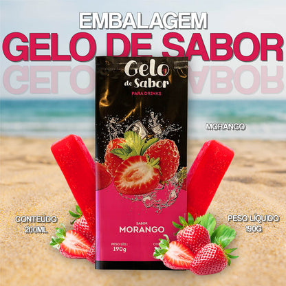 Embalagem para Gelo de Saborizado - Sabor Morango