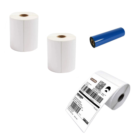 Kit com Rolo de 200 Etiquetas Cada 10x15 cm Serrilhada + Ribbon Cera 74 metros
