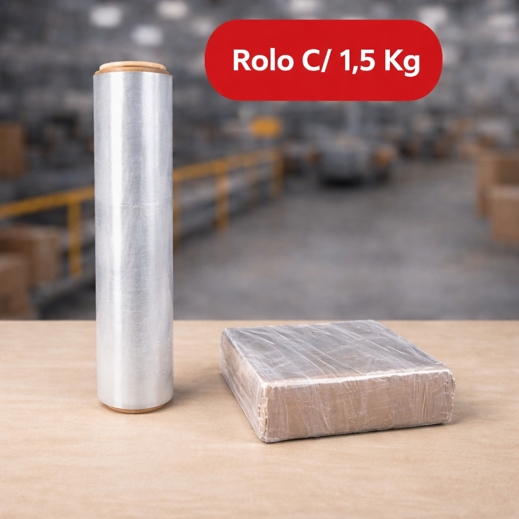 Filme Stretch Transparente 500mm x 25 Micras com 120 Metros para Paletização