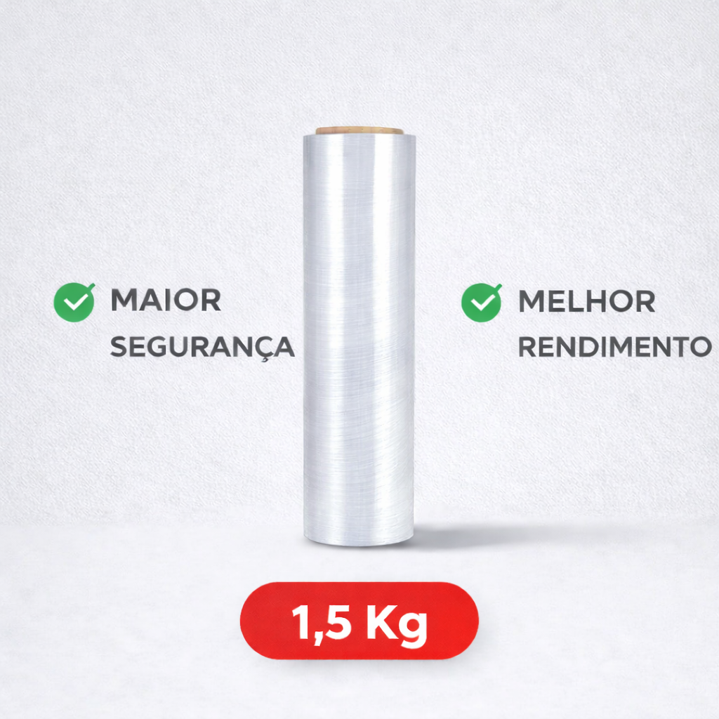 Filme Stretch Transparente 500mm x 25 Micras com 120 Metros para Paletização