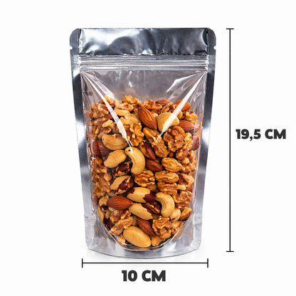 Saco Stand Up Pouch Metalizado com Frente Transparente  10x19,5 cm