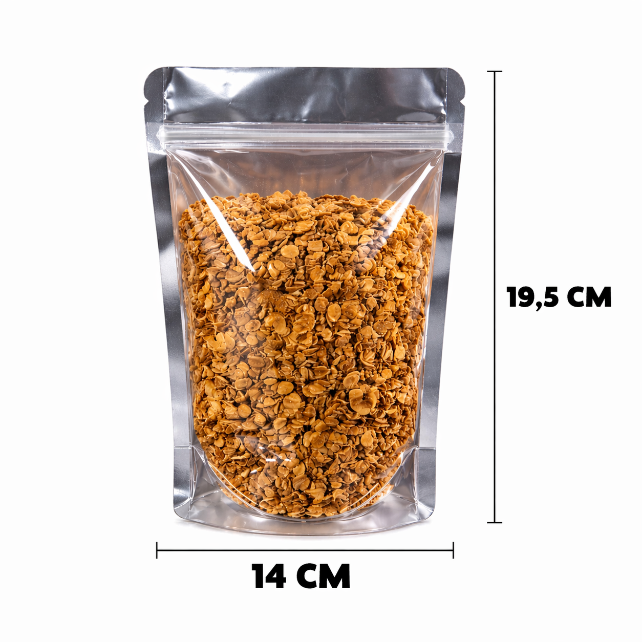 Saco Stand Up Pouch Metalizado com Frente Transparente 14x19,5 cm