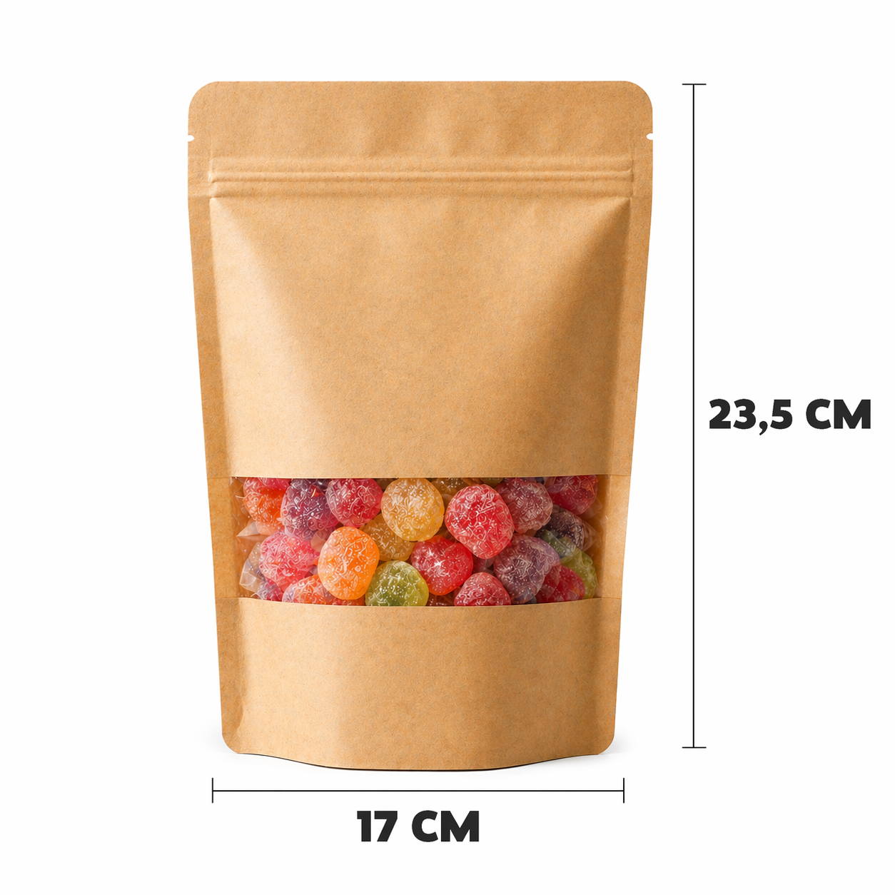 Saco Stand Up Pouch Kraft com Visor - 17x23,5 cm