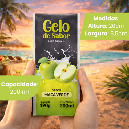 Embalagem para Gelo de Saborizado - Sabor Maça Verde