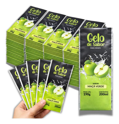 Embalagem para Gelo de Saborizado - Sabor Maça Verde