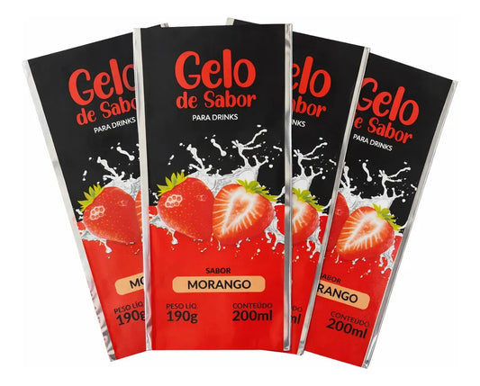 Embalagem para Gelo de Saborizado - Sabor Morango