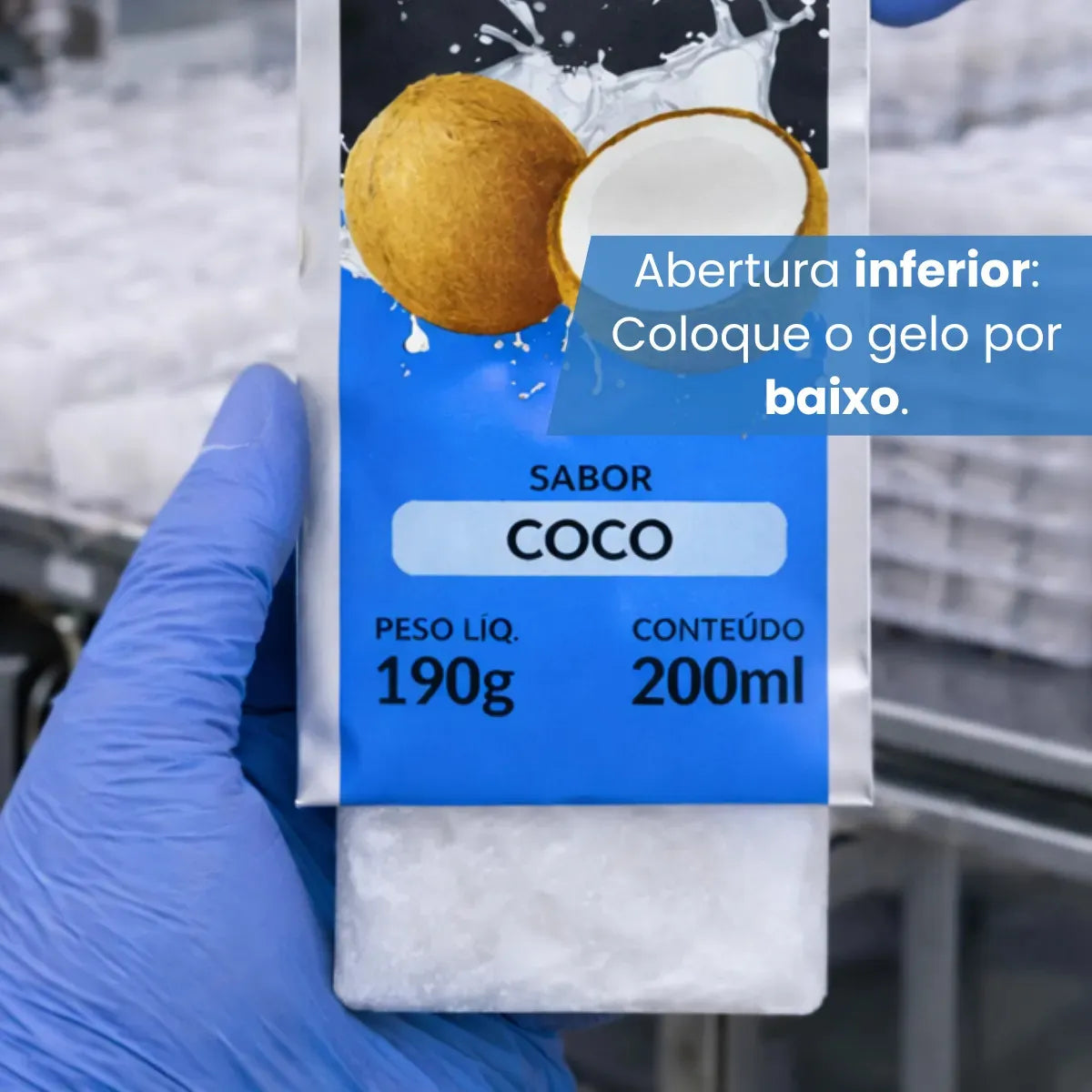 Embalagem para Gelo de Saborizado - Sabor Côco Verde