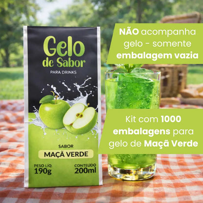 Embalagem para Gelo de Saborizado - Sabor Maça Verde