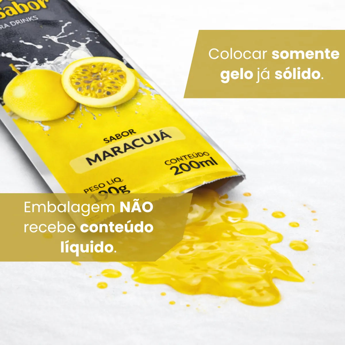 Embalagem para Gelo de Saborizado - Sabor Maracujá