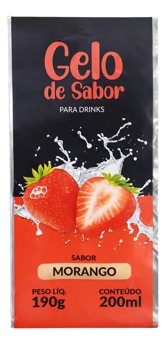 Embalagem para Gelo de Saborizado - Sabor Morango