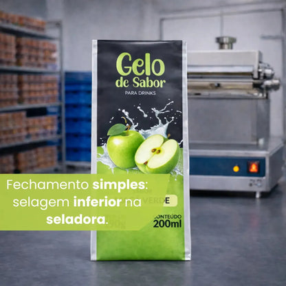 Embalagem para Gelo de Saborizado - Sabor Maça Verde