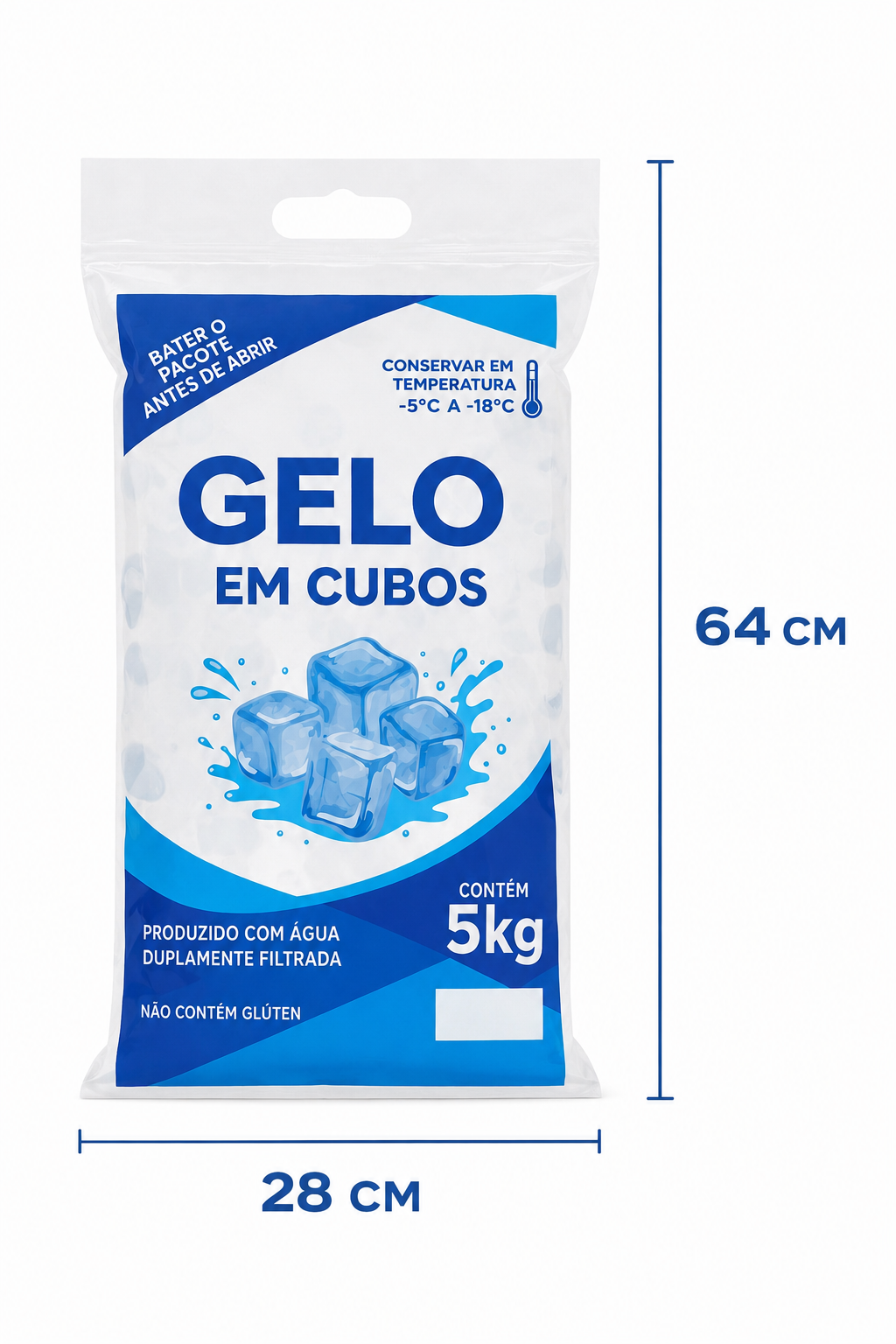 Embalagem Para Gelo Em Cubos - 5 KGS