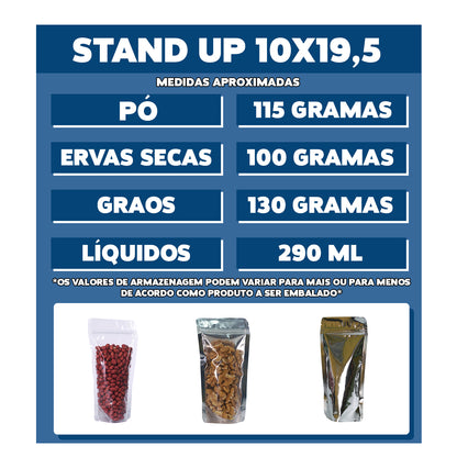 Saco Stand Up Pouch Metalizado  10x19,5 cm