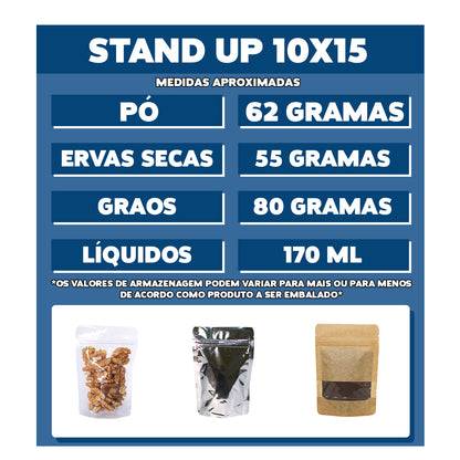 Saco Stand Up Pouch Metalizado  10x15 cm
