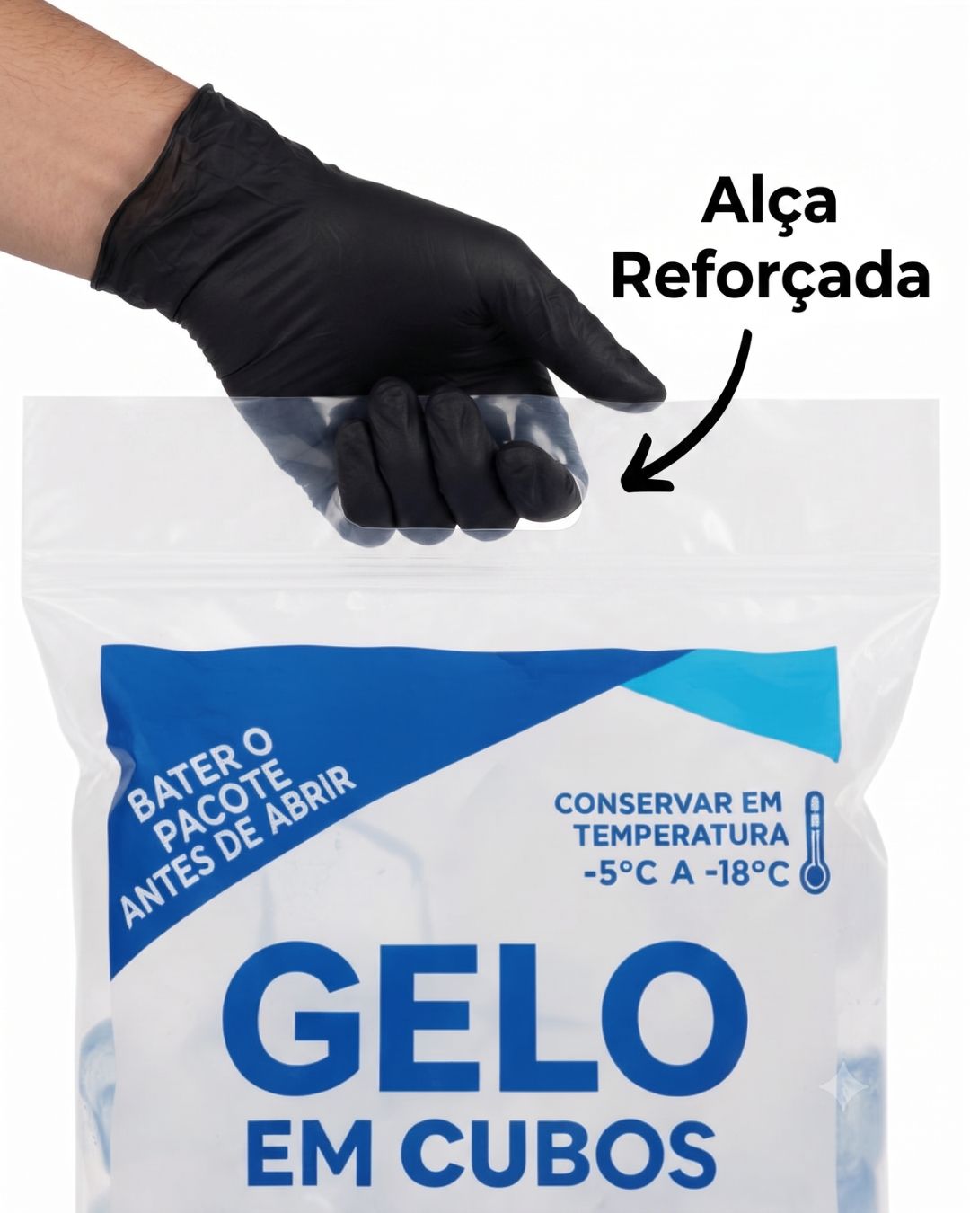Embalagem Para Gelo Em Cubos - 3 KGS