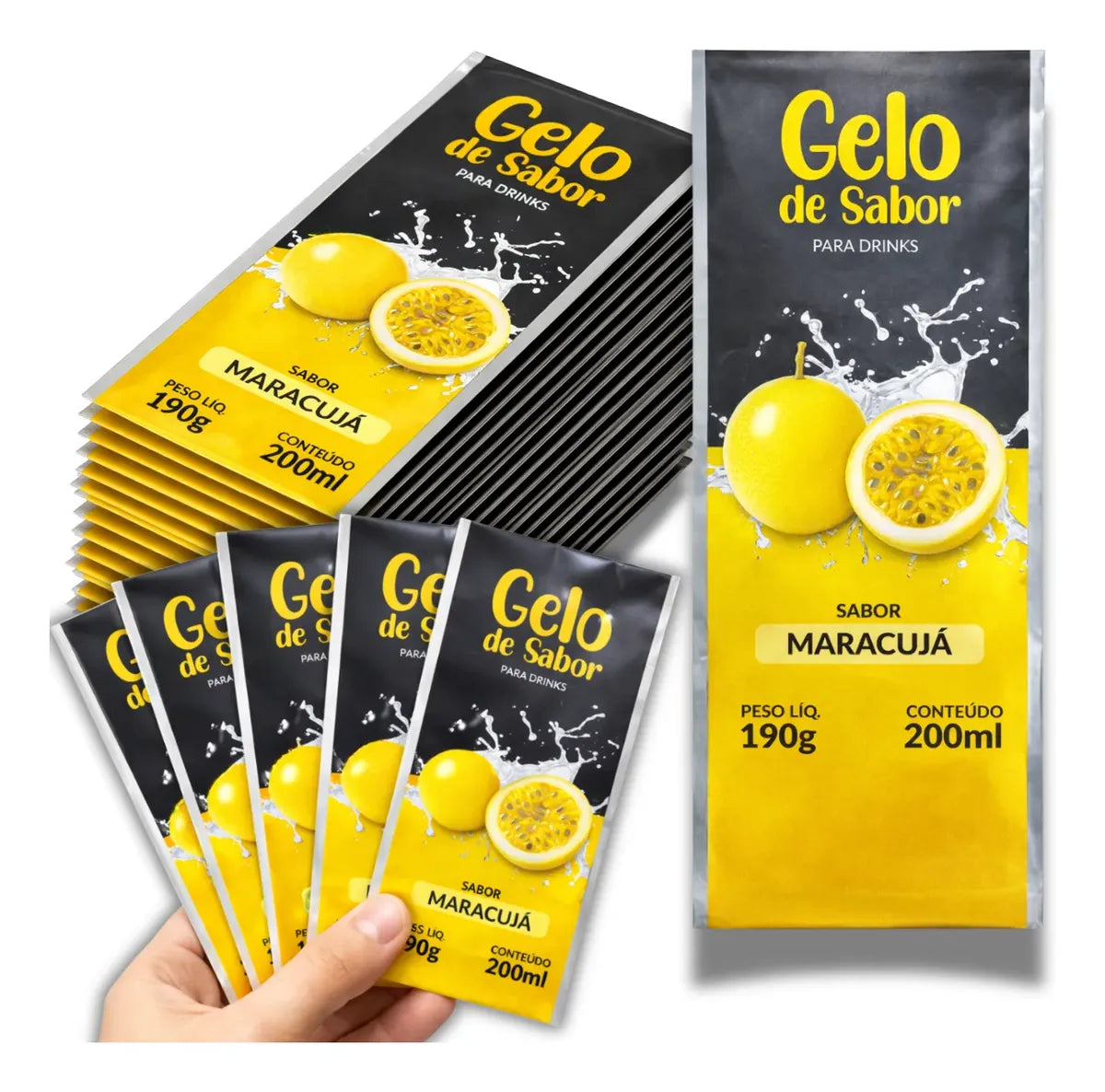 Embalagem para Gelo de Saborizado - Sabor Maracujá